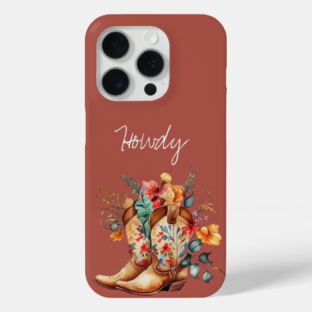 Clay Brown Floral Cowgirl Boots Case-Mate iPhone Hülle (Rückseite)