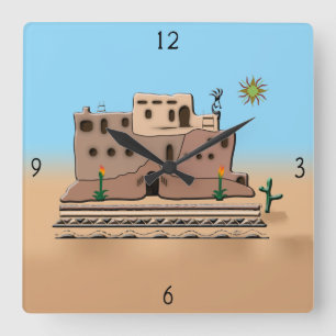 Clay House Square Wall Clock Quadratische Wanduhr