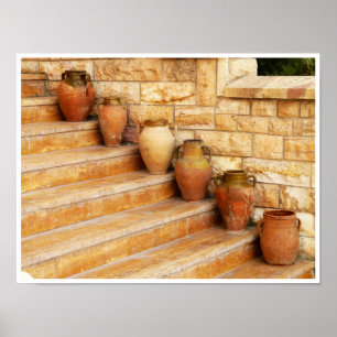Clay Jars auf Stone Steps Poster