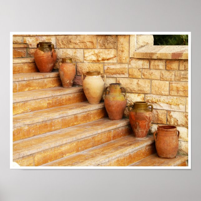 Clay Jars auf Stone Steps Poster (Vorne)
