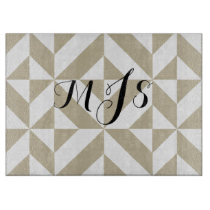 Clay Monogram Geometric Deko Cube Pattern Schneidebrett