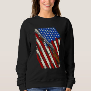 Clay Pigeon Shooting Jagd American Usa Shotgun Sweatshirt
