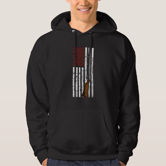 Clay Pigeon Shooting Usa Flag Shotgun Cartridge Fl Hoodie (Vorderseite)