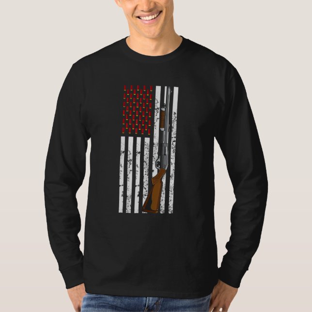 Clay Pigeon Shooting Usa Flag Shotgun Cartridge Fl T-Shirt (Vorderseite)