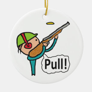 Clay Pigeon Trap Shooting Keramik Ornament