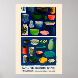 Clay & Pots Poster Midcentury Keramik Kunst Druck 