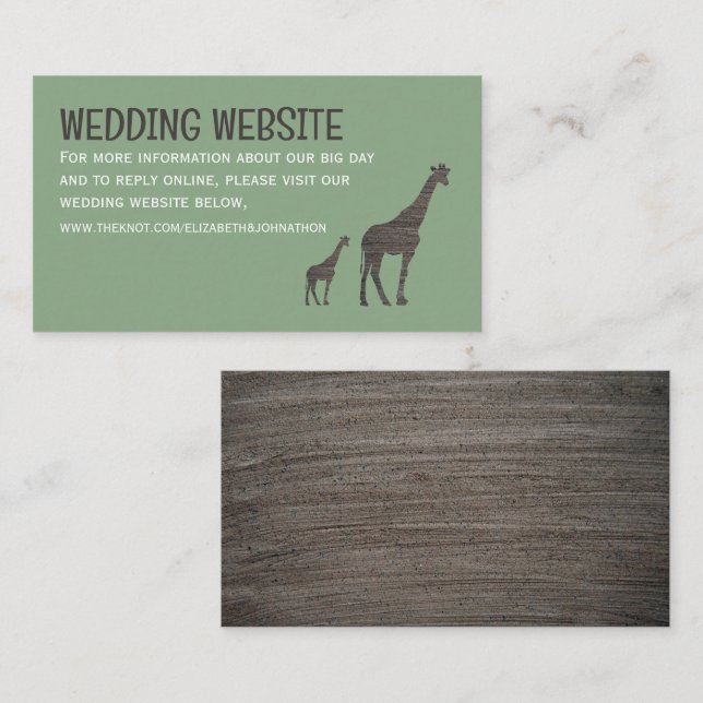 Clay Safari Giraffe, Rustic Wedding Website Begleitkarte (Vorne/Hinten)