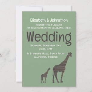 Clay Safari Giraffe, Rustikale Hochzeit Einladung