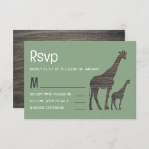 Clay Safari Giraffe, Rustikale Hochzeit RSVP Karte