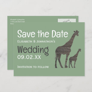 Clay Safari Giraffe, Rustikale Hochzeit Speichern  Postkarte