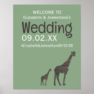 Clay Safari Giraffe, Rustikale Hochzeit Willkommen Poster