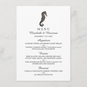 Clay Seepferd Beach Wedding Menu Menükarte
