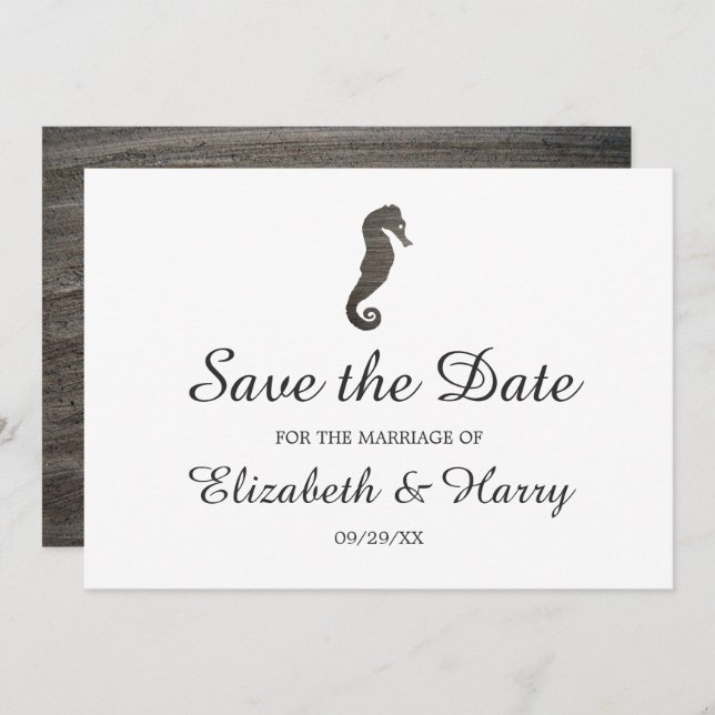 Clay Seepferd Beach Wedding Save The Date (Vorne/Hinten)
