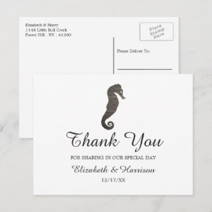 Clay Seepferd Beach Wedding Vielen Dank Postkarte