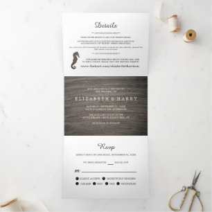 Clay Seepferd Wedding Suite Dreifach Gefaltete Einladung