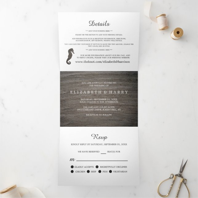 Clay Seepferd Wedding Suite Dreifach Gefaltete Einladung (Innenseite)