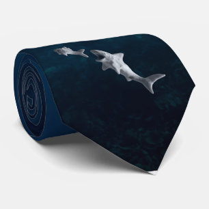 Clay Shark After Fish Deep Blue Water Necktie Krawatte