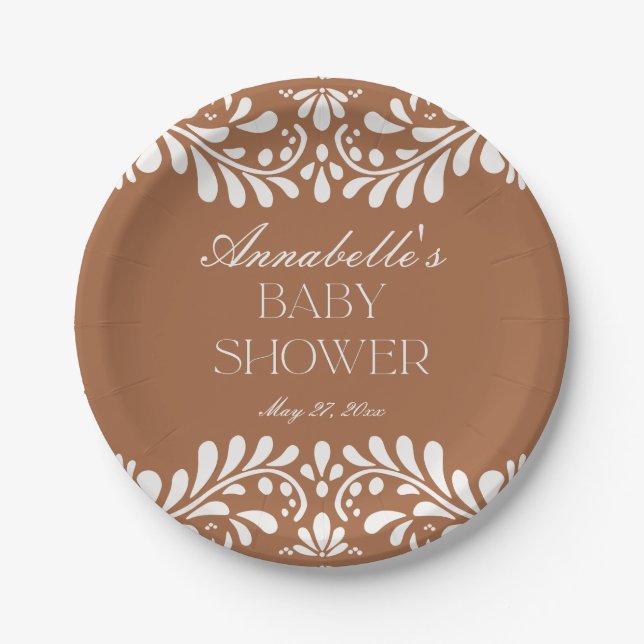 Clay Talavera Tile Spanische Fiesta Babydusche Pappteller (Vorderseite)