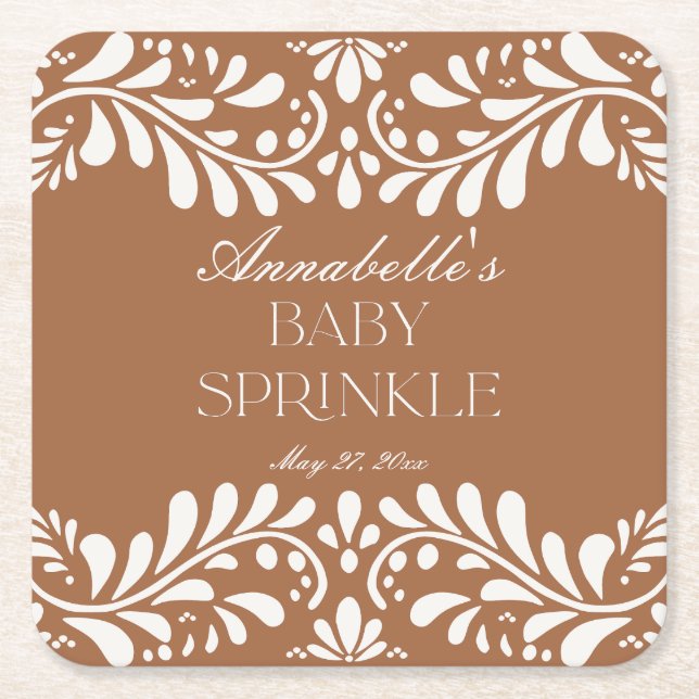 Clay Talavera Tile Spanish Fiesta Baby Sprinkle Rechteckiger Pappuntersetzer (Vorderseite)