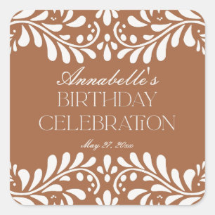 Clay Talavera Tile Spanish Fiesta Birthday Gevor Quadratischer Aufkleber