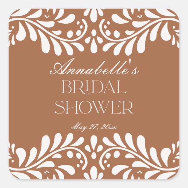 Clay Talavera Tile Spanish Fiesta Brautparty Quadratischer Aufkleber (Vorderseite)