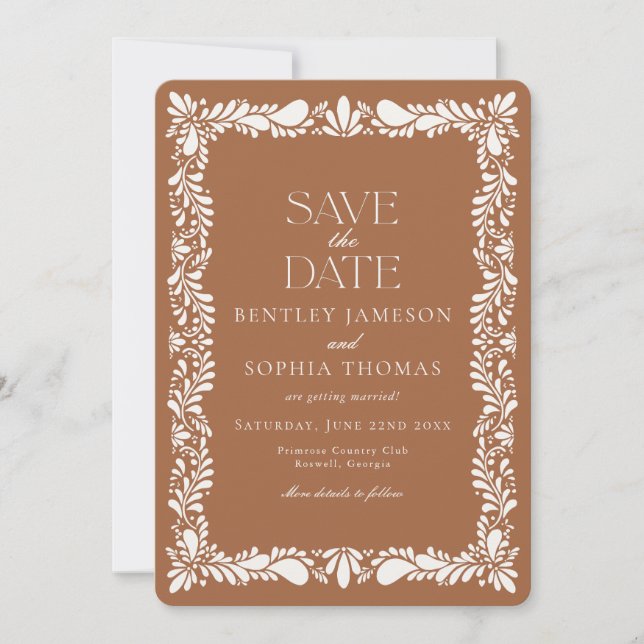 Clay Talavera Tile Spanish Fiesta Save the Date Einladung (Vorderseite)