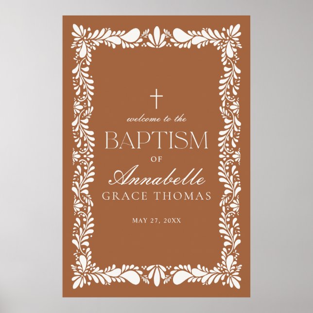 Clay Talavera Tile Spanish Fiesta Taufe Willkommen Poster (Vorne)