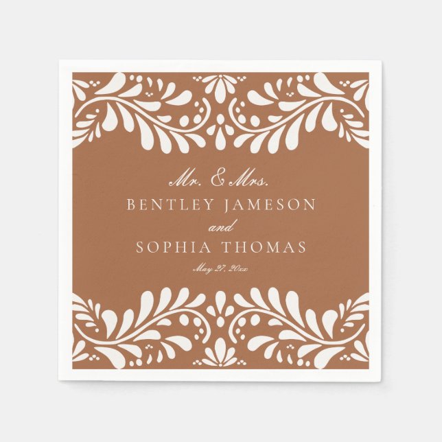 Clay Talavera Tile Spanish Style Fiesta Wedding Serviette (Vorderseite)