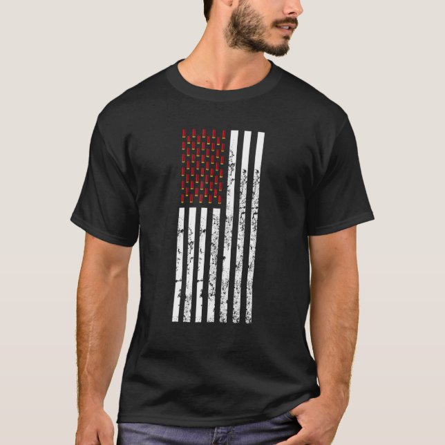 Clay Target Shooting Usa Flag - Retro Shotshell Fl T-Shirt (Vorderseite)