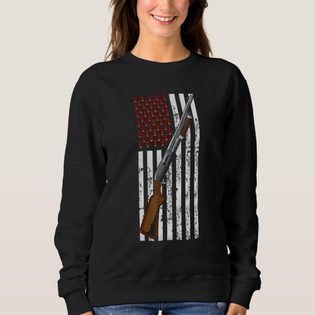 Clay Target Shooting Usa Shotgun Flag Shotgun Cart Sweatshirt (Vorderseite)
