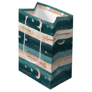 Clay & Teal Stammesmotive Sterne und Mondstreifen Mittlere Geschenktüte