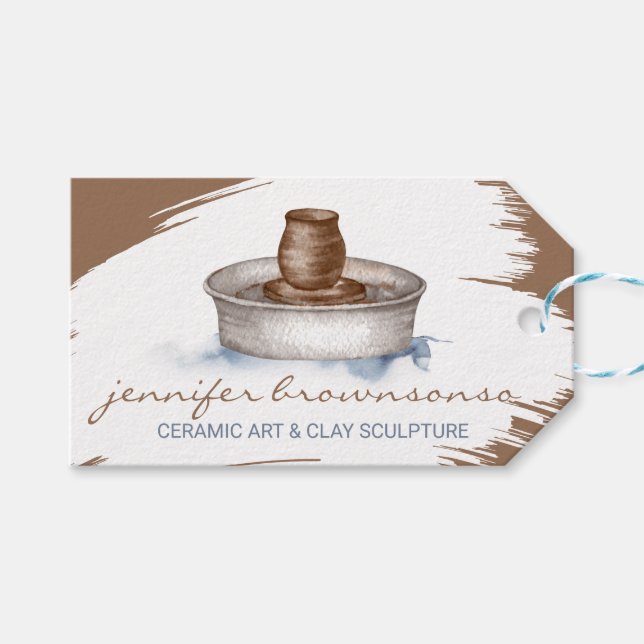 Clay Turner Potterie Keramik Kunst-Skulptur handge Geschenkanhänger (Vorderseite (Horizontal))