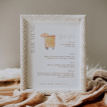 CLAY Wedding Bar Menu, Signature Drink Sign