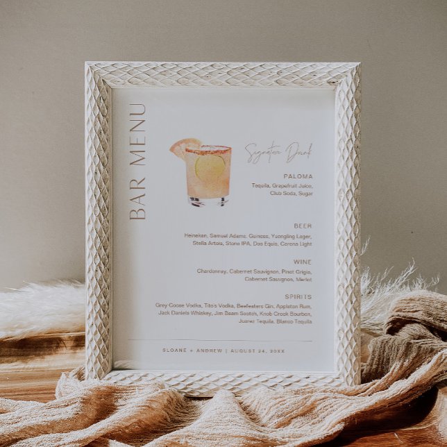 CLAY Wedding Bar Menu, Signature Drink Sign Poster (Von Creator hochgeladen)