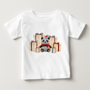 Claymation-Feiertags-Panda mit Weihnachtsmannmütze Baby T-shirt