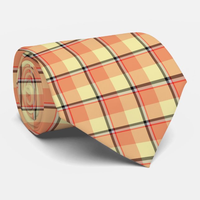 Claystone and Morning Mist Plaid Neck Tie Krawatte (Gerollt)