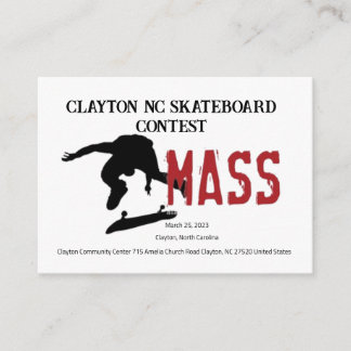 Clayton NC Skateboard Contest INVITATION Begleitkarte