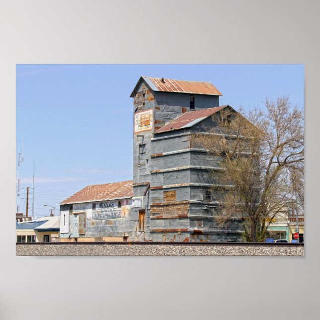 Clayton, New Mexico, Getreidemühle und Aufzug Poster (Vorne)