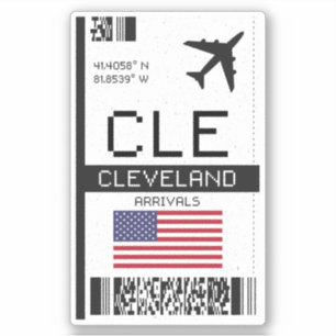 CLE Cleveland, Ohio Boarding Pass - Airport Travel Aufkleber