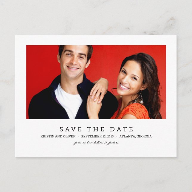 CLEAN 1 Foto Save the Date Postkarte (Vorderseite)