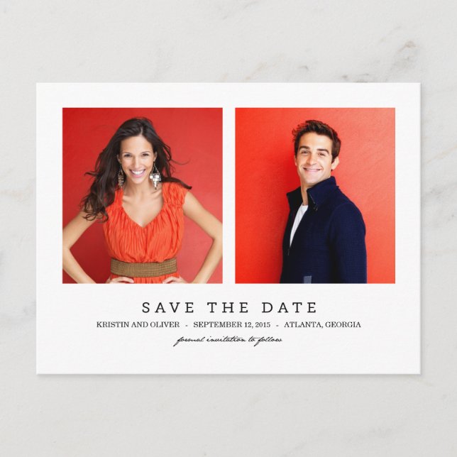 CLEAN 2 Fotos Save the Date Postkarte (Vorderseite)