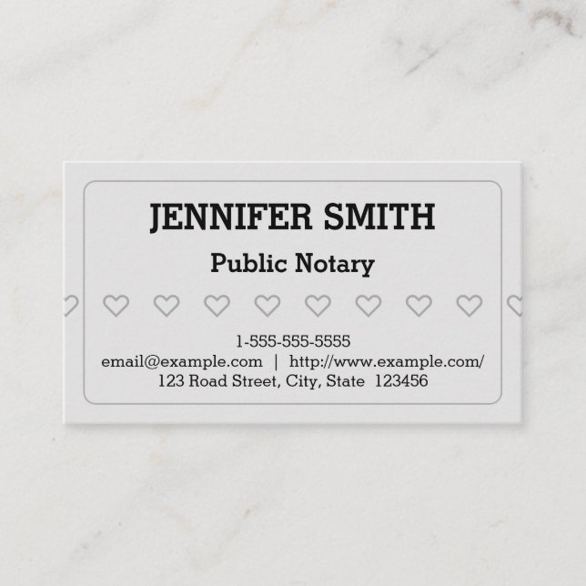 Clean and Basic Public Notary Business Card Visitenkarte (Vorderseite)