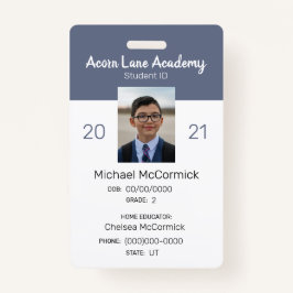 Clean Blue Homeschoor Student ID Abzeichen Ausweis