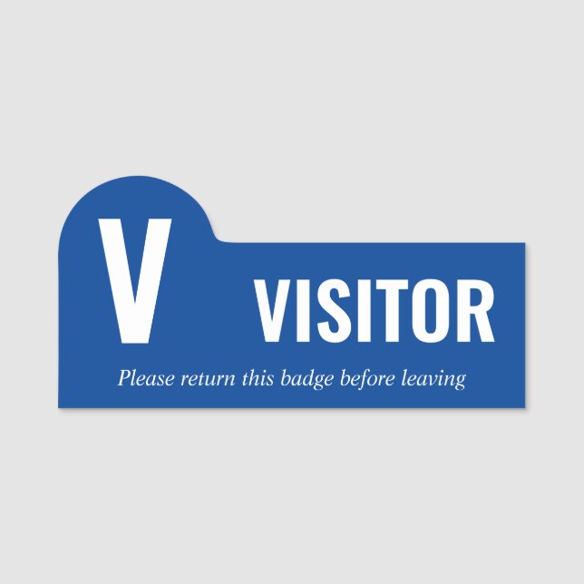 Clean Blue White Big V Besucher Namensschild (Vorderseite)