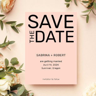 Clean Blush Pink & Bold Typografy Script Hochzeit Save The Date