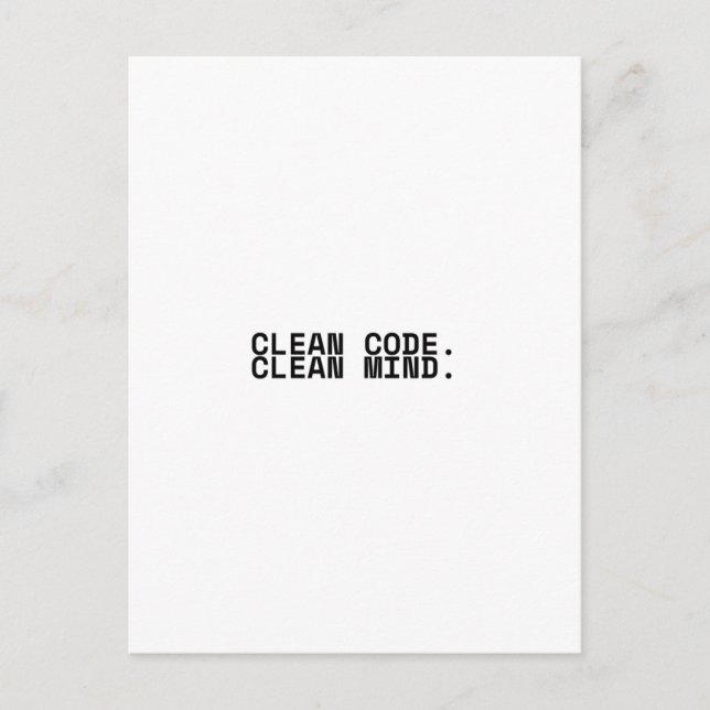 Clean Code Clean Mind Minimalist Technical  Postkarte (Vorderseite)
