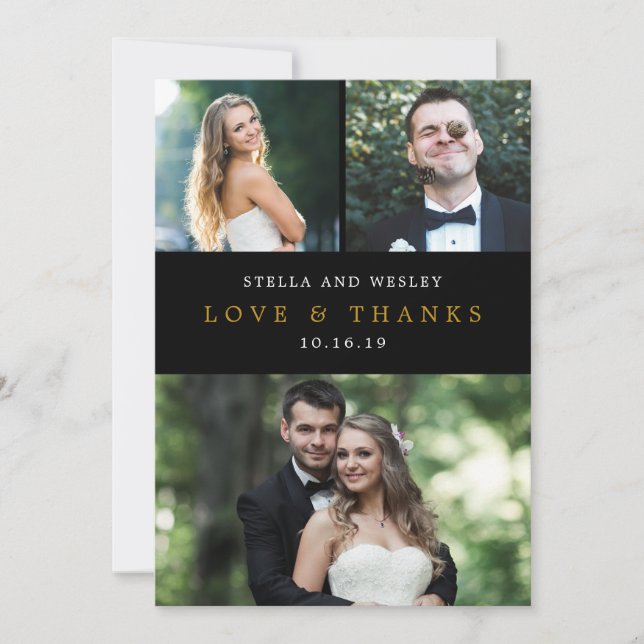 Clean Collage EDITABLE COLOR Foto Danke Karte (Vorderseite)