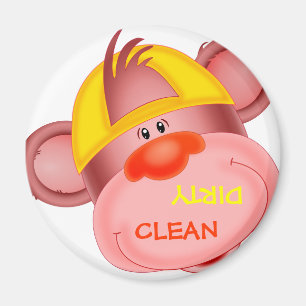 "CLEAN / DIRTY" Cartoon Affengeschirrspülmaschine  Magnet