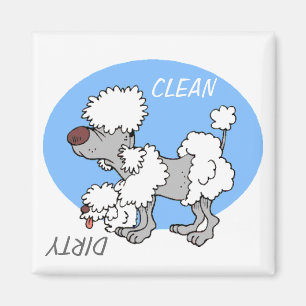 "CLEAN / DIRTY" Cartoon Poodle Geschirrspülmaschin Magnet