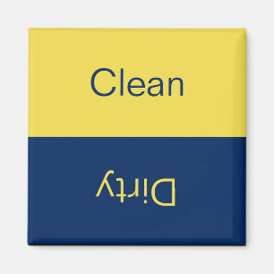 Clean Dirty Dishwasher Blue and Yellow Reversible Magnet